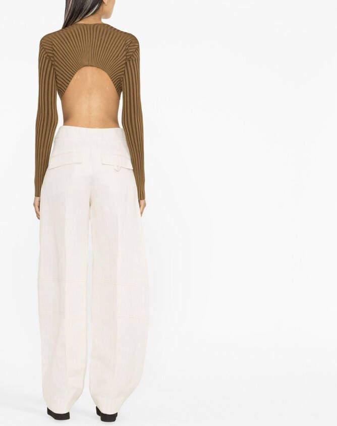 Jacquemus Ribgebreid vest Bruin