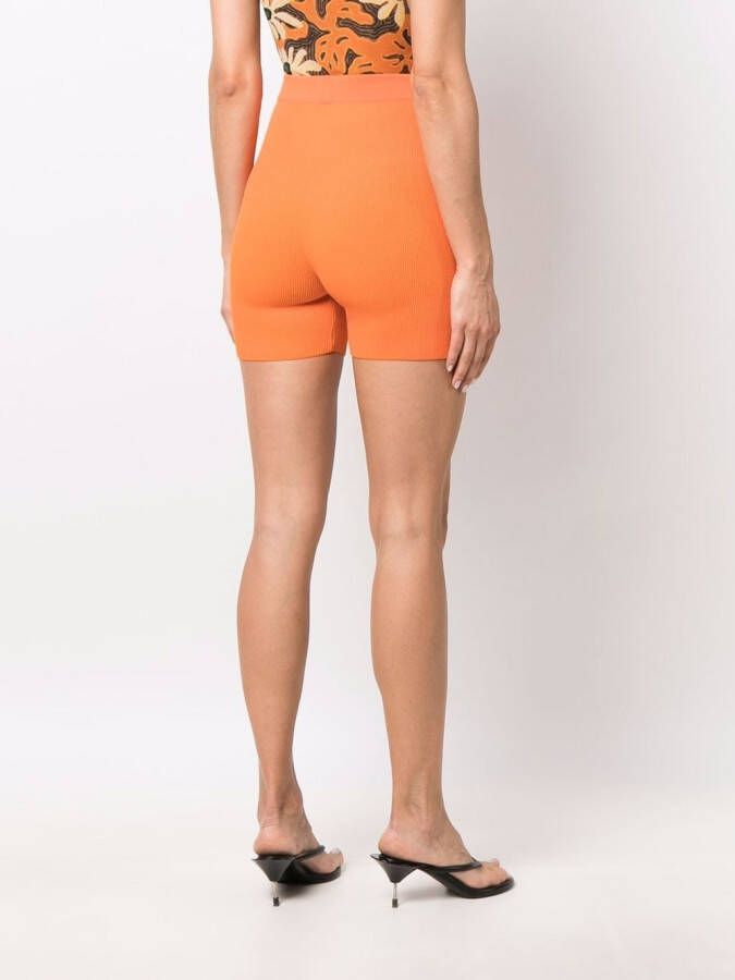 Jacquemus Le Short Arancia geribbelde fietsshorts Oranje