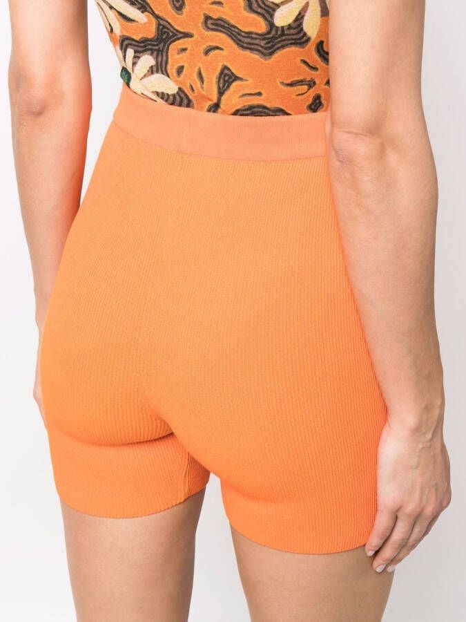 Jacquemus Le Short Arancia geribbelde fietsshorts Oranje