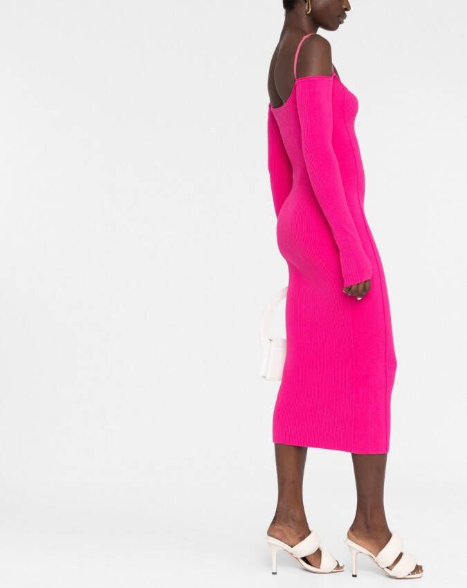 Jacquemus Ribgebreide jurk Roze