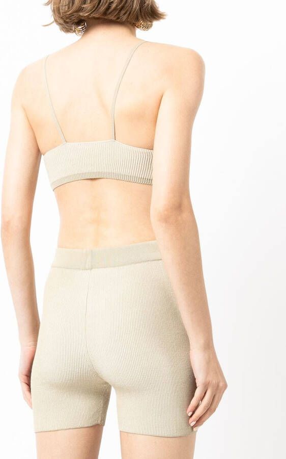 Jacquemus Ribgebreide shorts Beige
