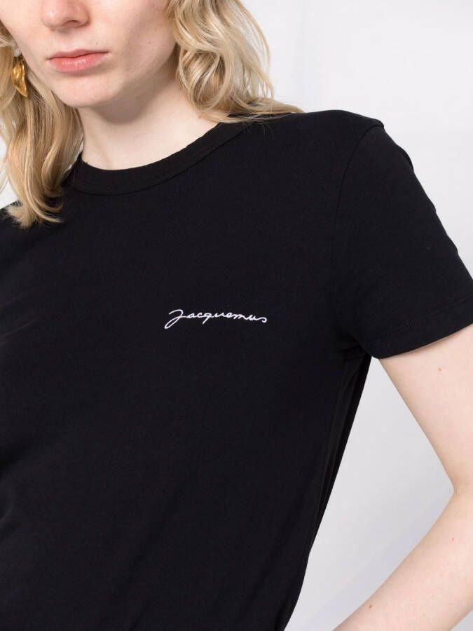 Jacquemus T-shirt met geborduurd logo Zwart