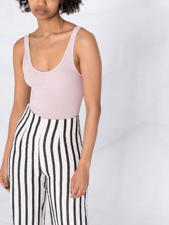 James Perse Geribbelde top Roze