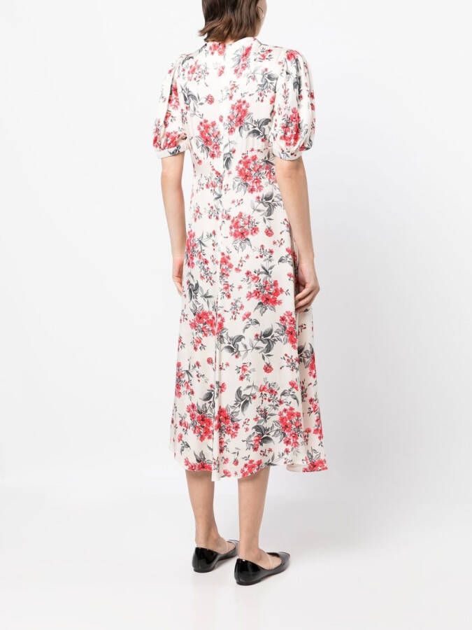 JANE Midi-jurk met bloemenprint Wit