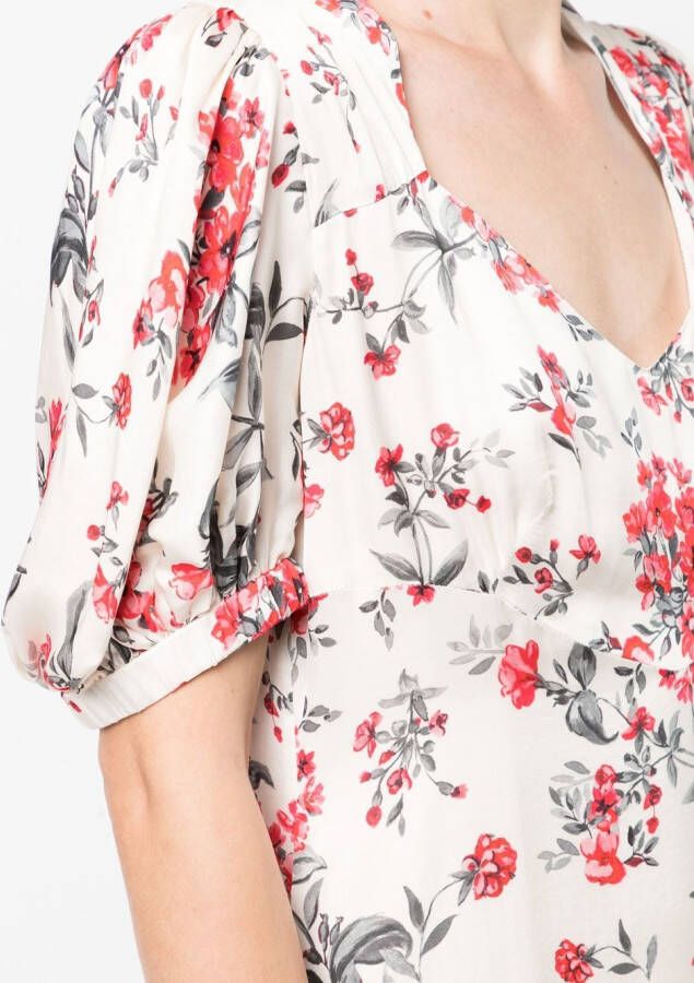 JANE Midi-jurk met bloemenprint Wit