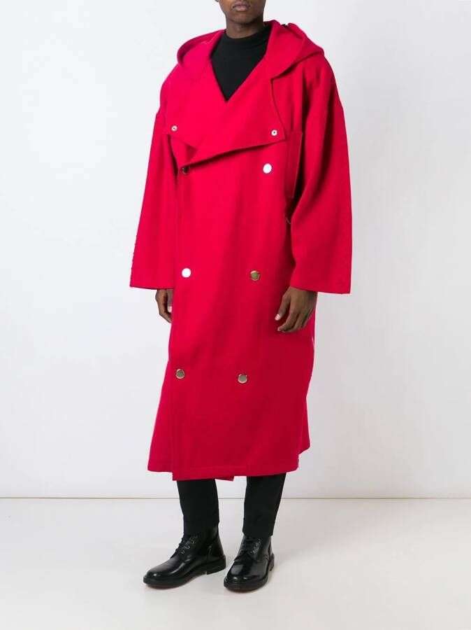 JC de Castelbajac Pre-Owned hooded oversized coat Rood