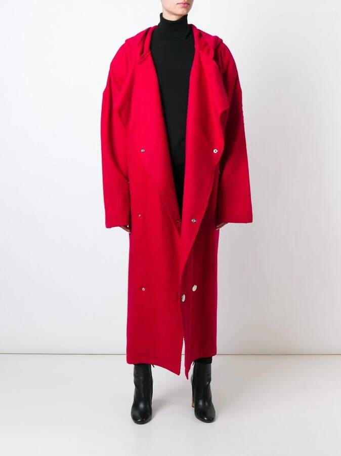 JC de Castelbajac Pre-Owned hooded oversized coat Rood