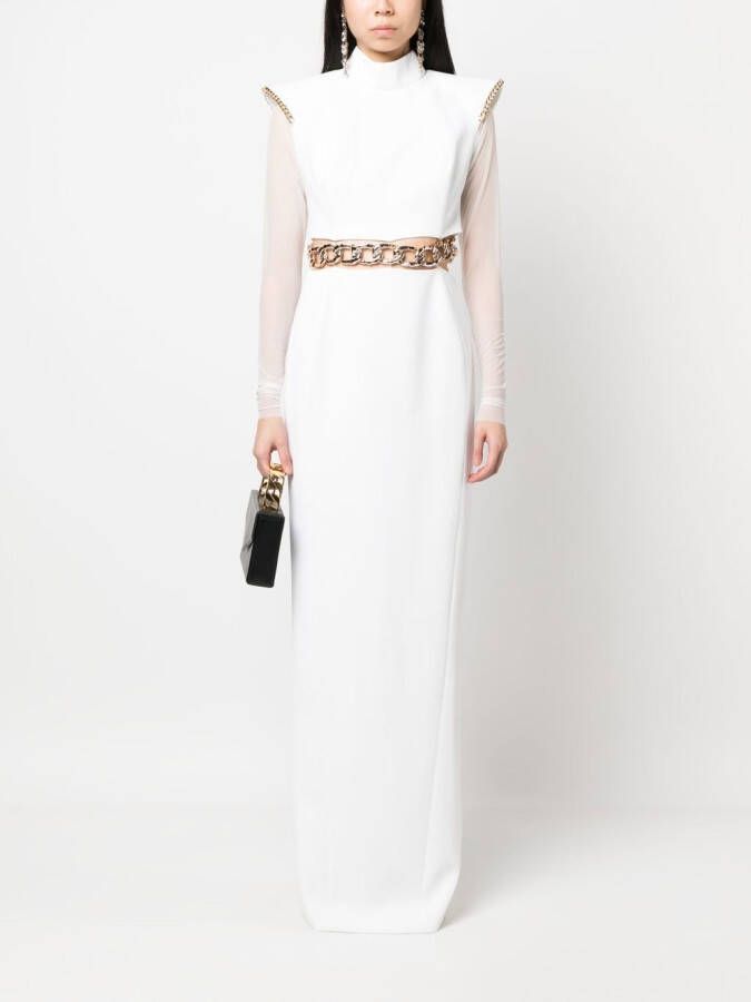 JEAN-LOUIS SABAJI Maxi-jurk met kettingdetail Wit