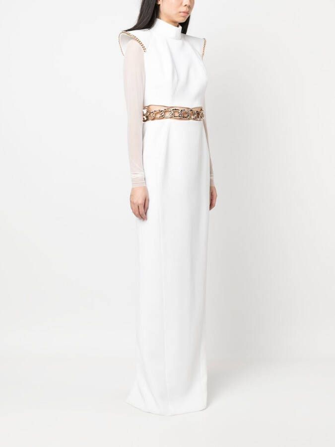 JEAN-LOUIS SABAJI Maxi-jurk met kettingdetail Wit