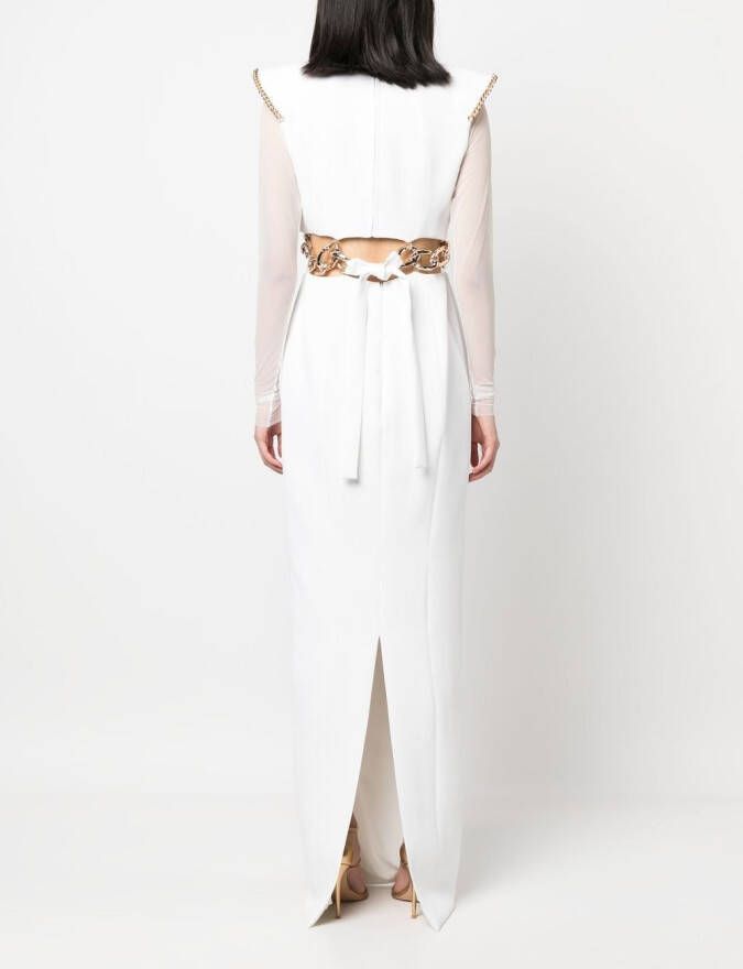 JEAN-LOUIS SABAJI Maxi-jurk met kettingdetail Wit