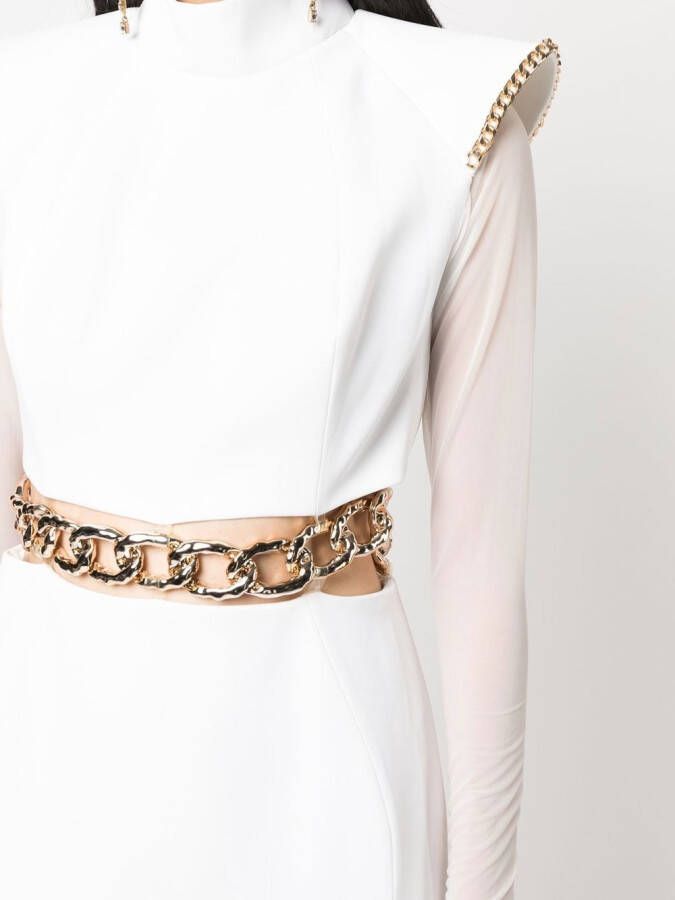 JEAN-LOUIS SABAJI Maxi-jurk met kettingdetail Wit