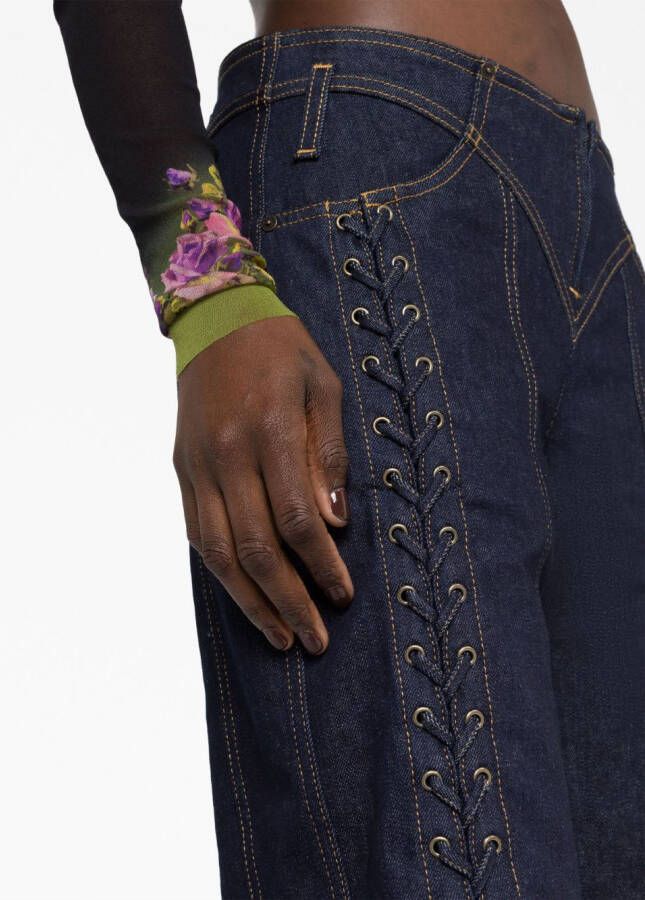 Jean Paul Gaultier Jeans met veters Blauw