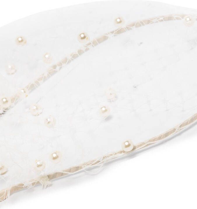 Jennifer Behr Hoofdband verfraaid met parel Beige