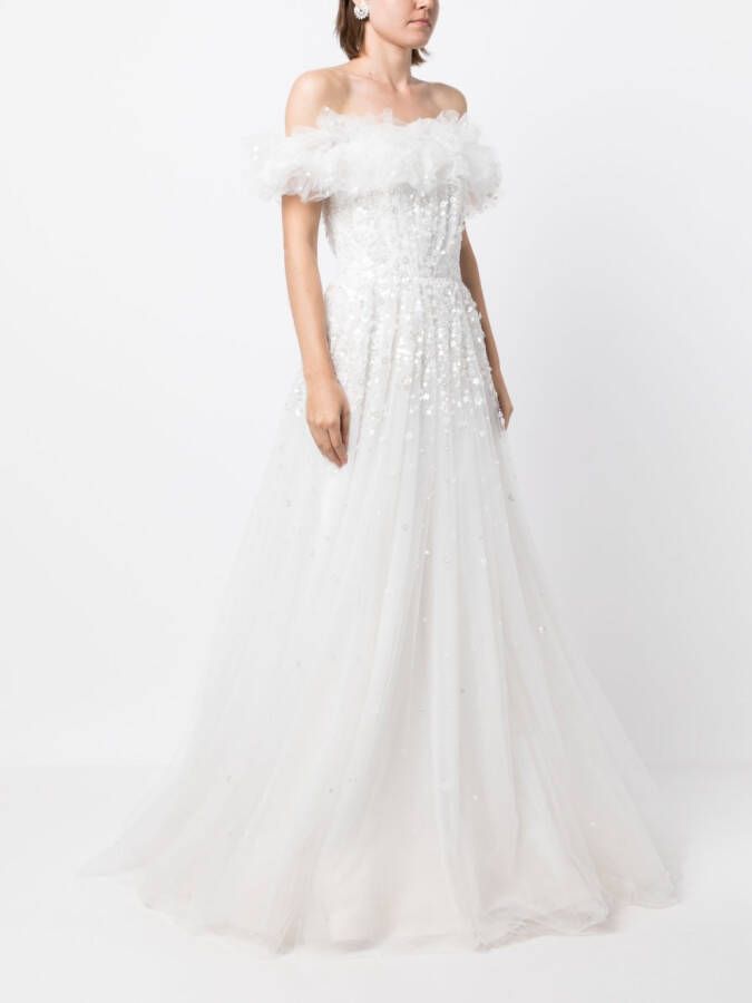 Jenny Packham Flared maxi-jurk Wit