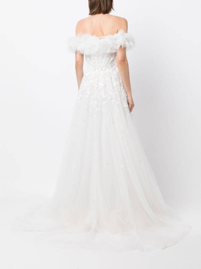 Jenny Packham Flared maxi-jurk Wit