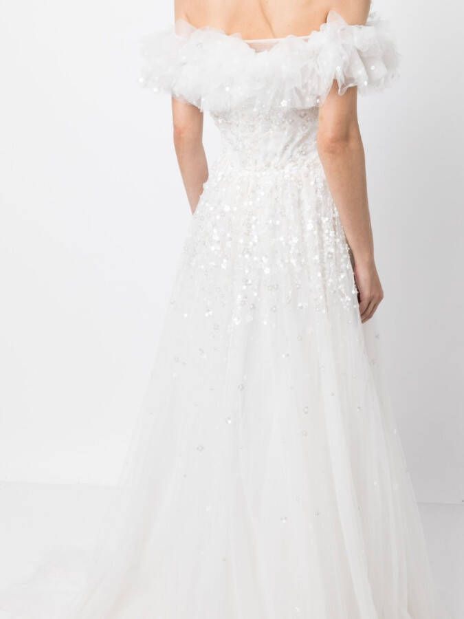 Jenny Packham Flared maxi-jurk Wit