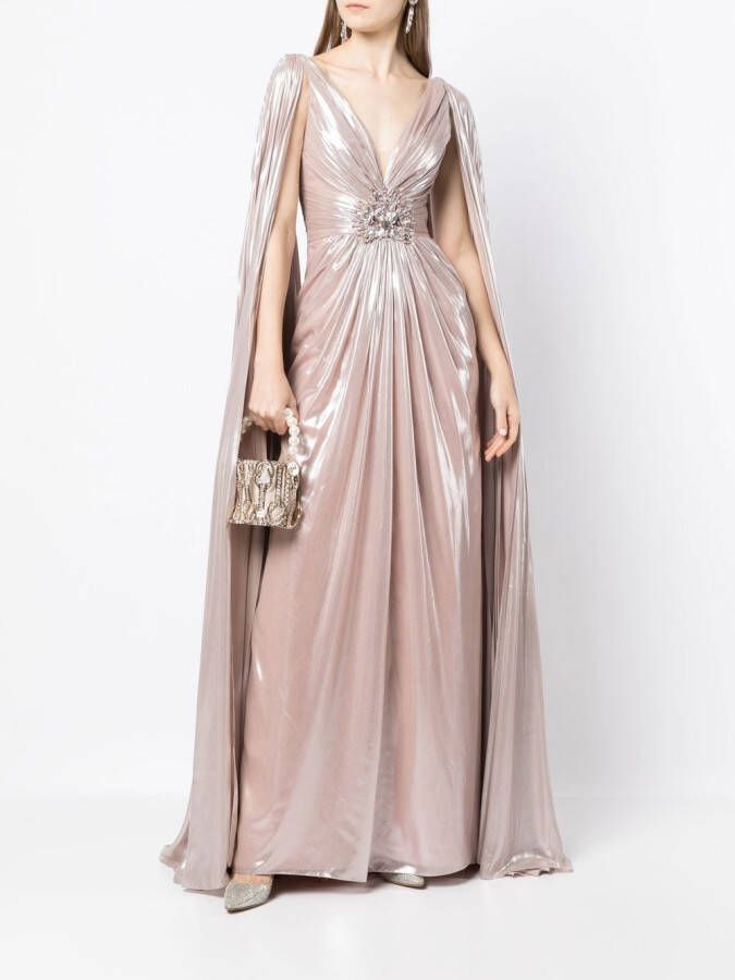 Jenny Packham Avondjurk met cape mouwen Roze