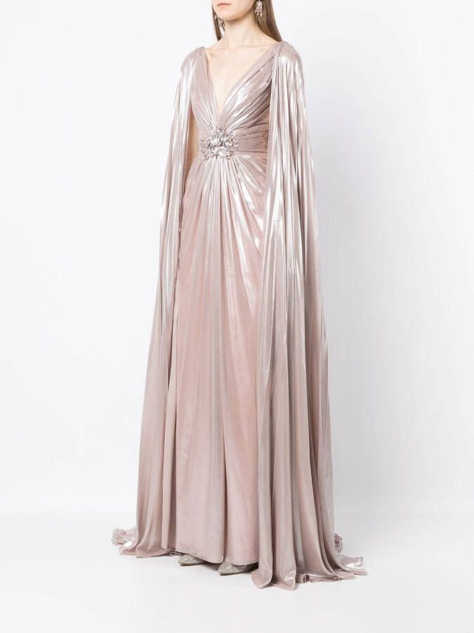 Jenny Packham Avondjurk met cape mouwen Roze