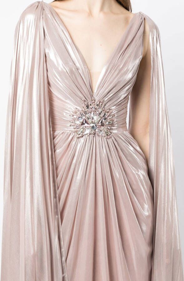 Jenny Packham Avondjurk met cape mouwen Roze