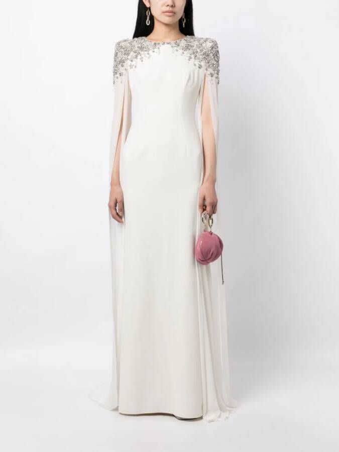 Jenny Packham Avondjurk verfraaid met kristallen Wit