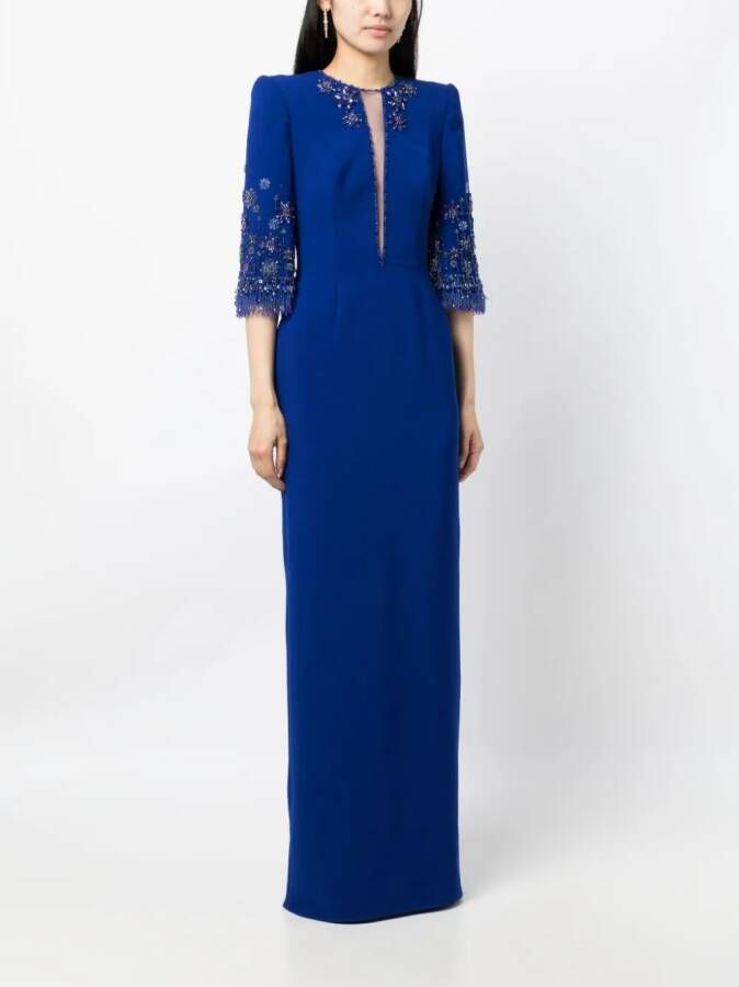 Jenny Packham Maxi-jurk verfraaid met stras Blauw