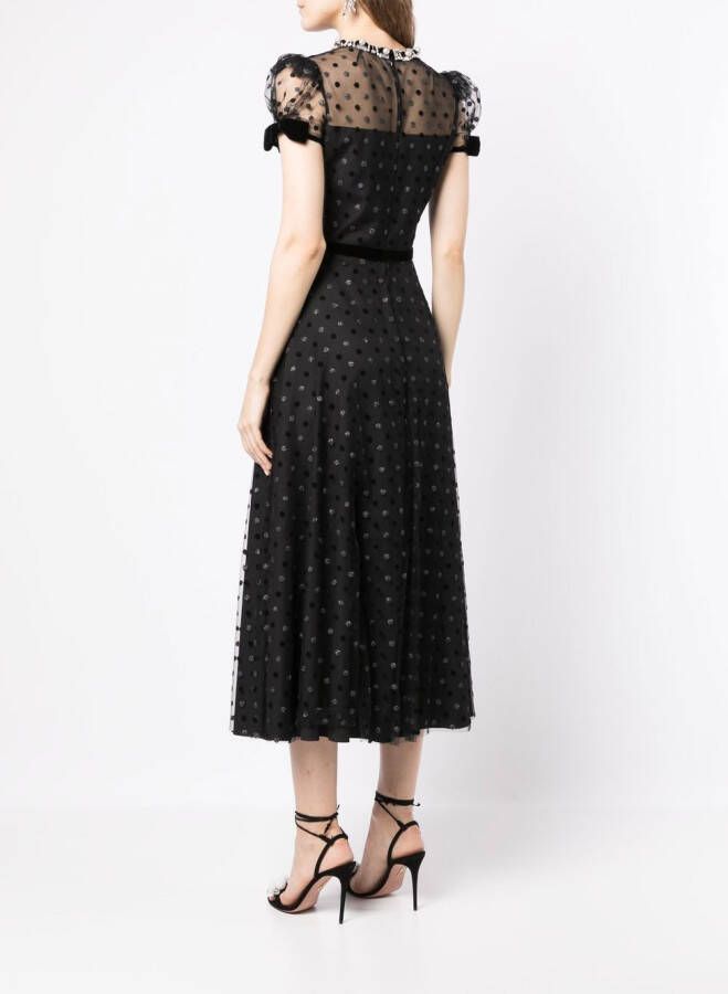 Jenny Packham Midi-jurk met stippen Zwart