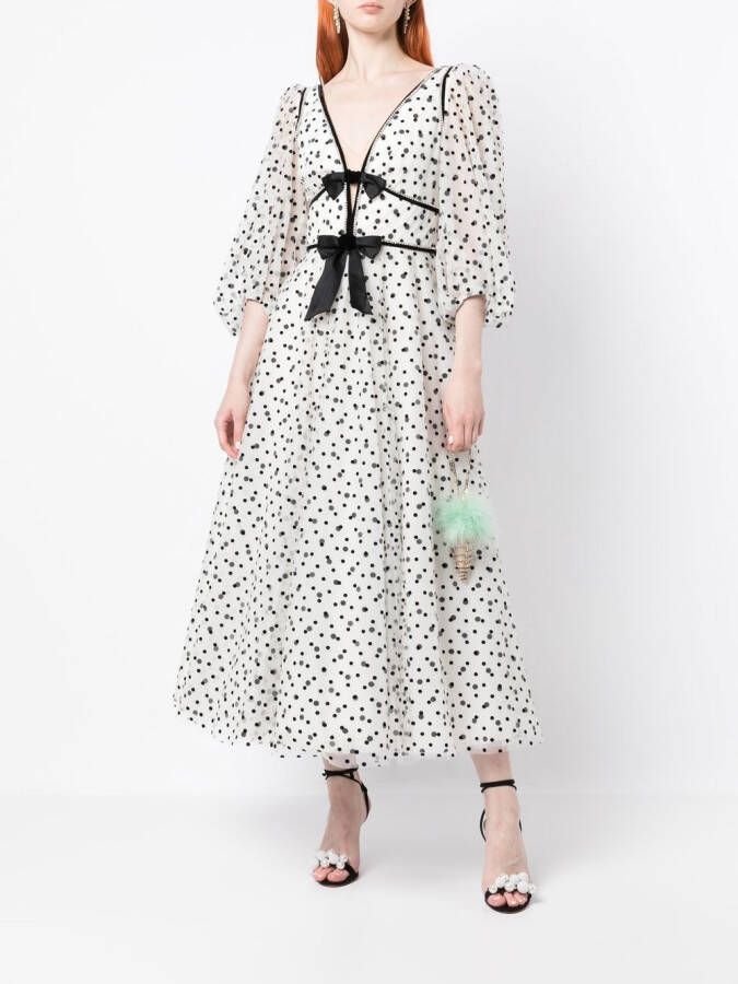 Jenny Packham Midi-jurk met strikdetail Wit
