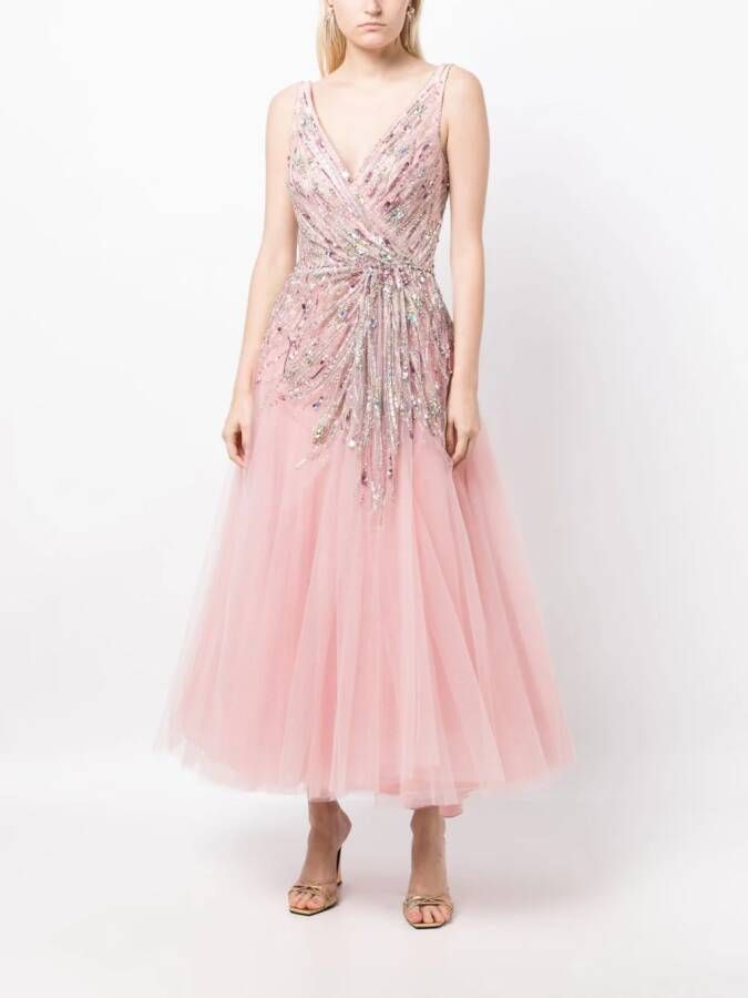 Jenny Packham Midi-jurk verfraaid met kristallen Roze