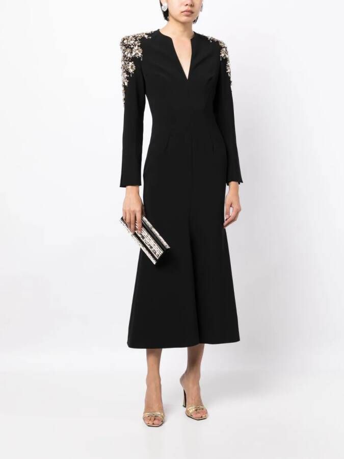 Jenny Packham Midi-jurk verfraaid met kristallen Zwart