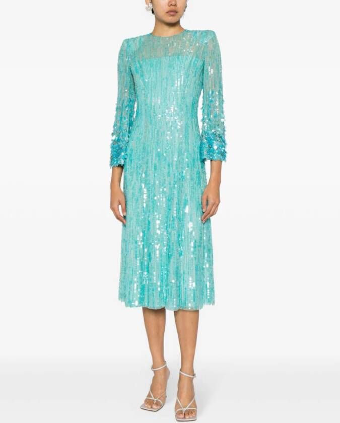 Jenny Packham Midi-jurk verfraaid met pailletten Blauw