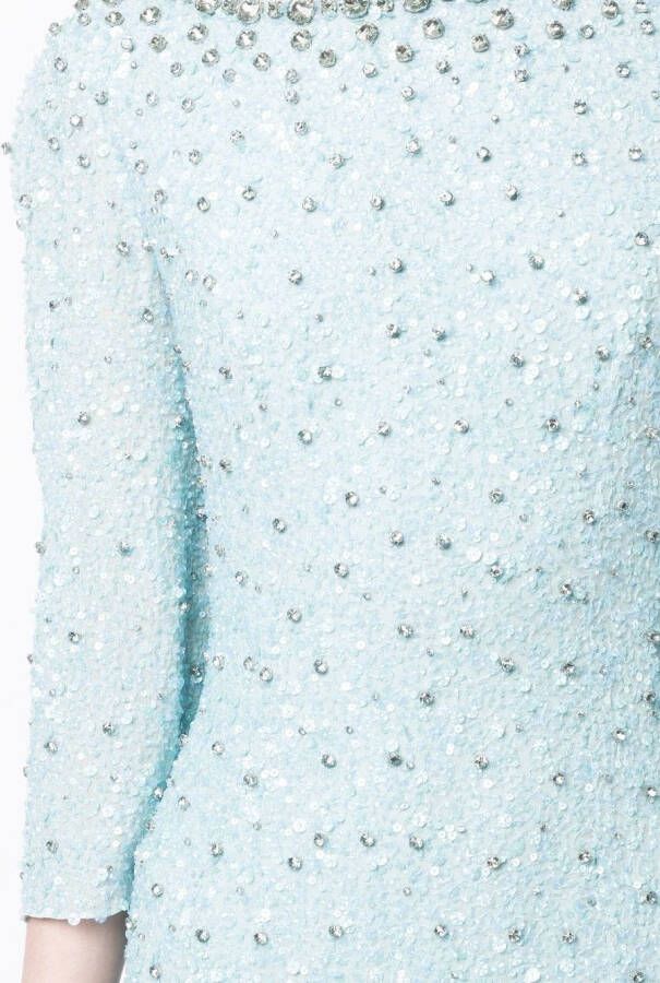 Jenny Packham Mini-jurk met veren afwerking Blauw