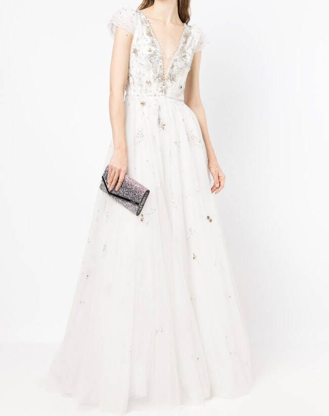 Jenny Packham Tulen avondjurk met pailletten Beige