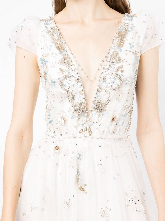 Jenny Packham Tulen avondjurk met pailletten Beige