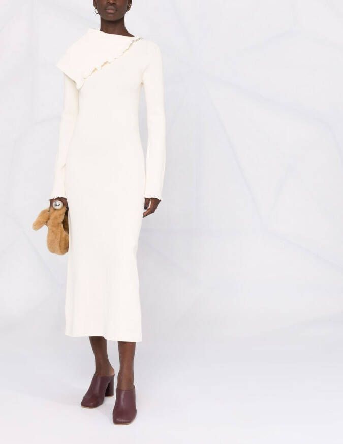 Jil Sander Asymmetrische midi-jurk Beige