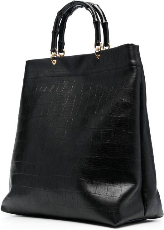 Jil Sander Shopper met bamboe handgreep Zwart