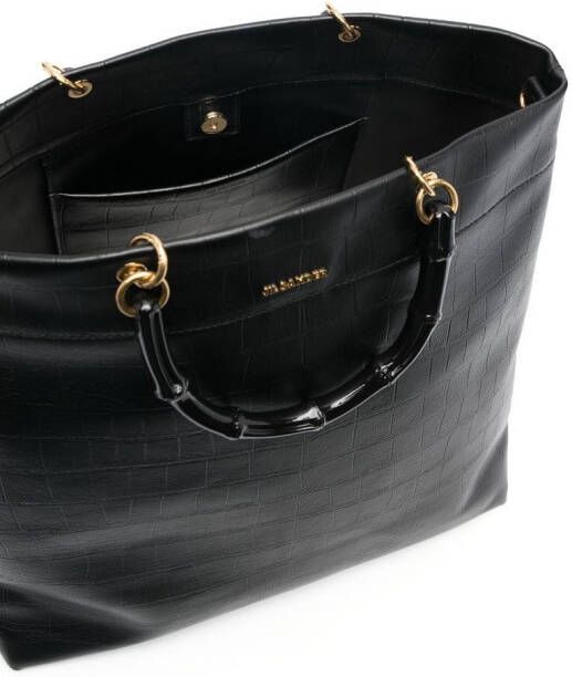 Jil Sander Shopper met bamboe handgreep Zwart