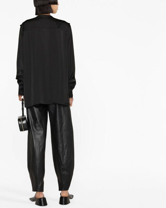 Jil Sander Blouse met ruches Zwart