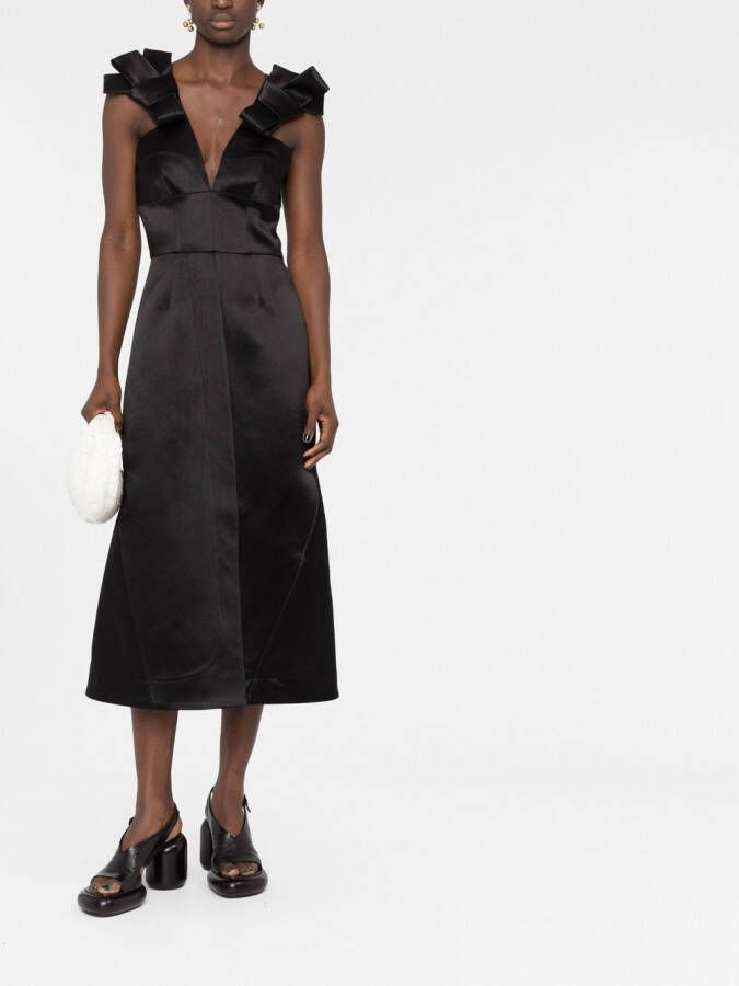 Jil Sander Midi-jurk met strikdetail Zwart