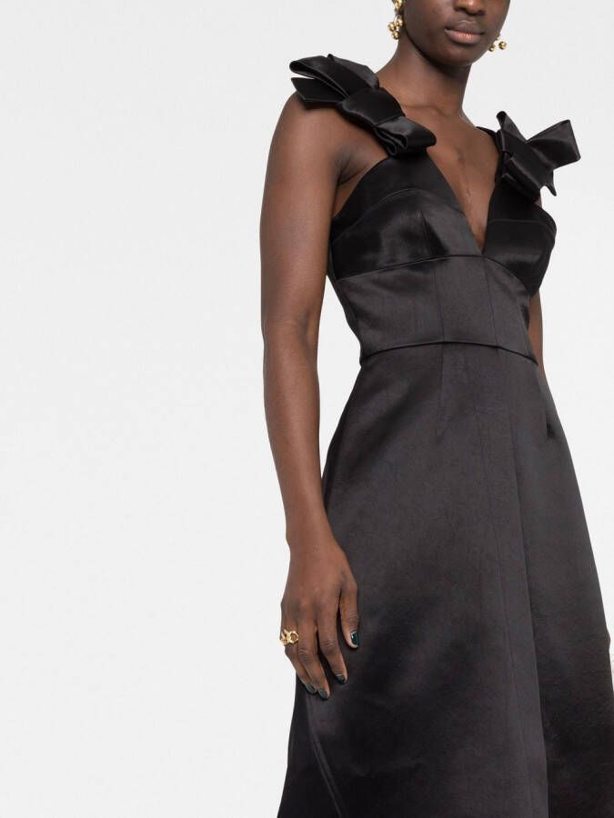 Jil Sander Midi-jurk met strikdetail Zwart