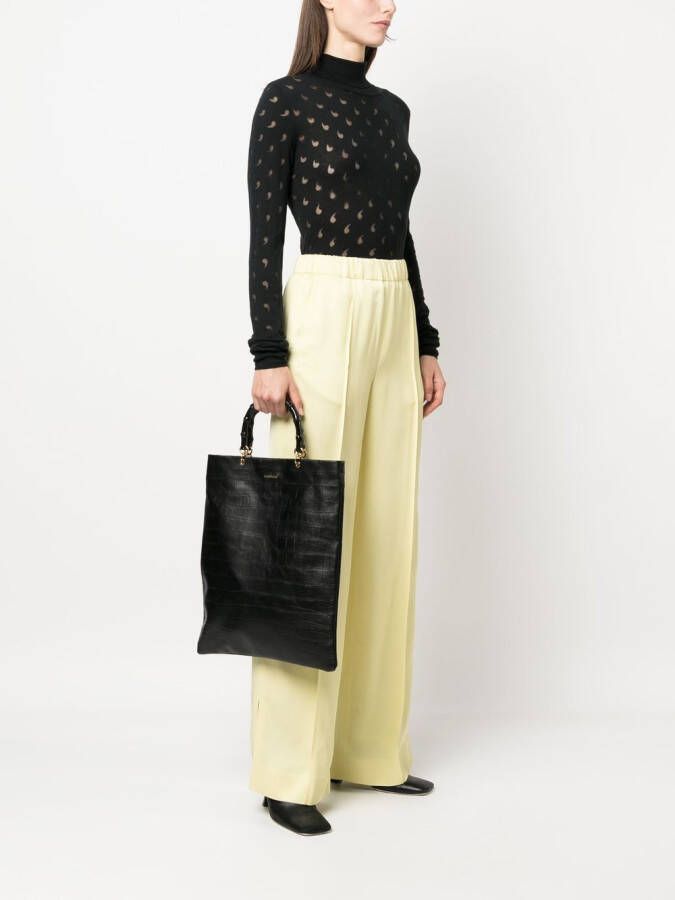 Jil Sander Shopper met krokodillenleer-effect Zwart