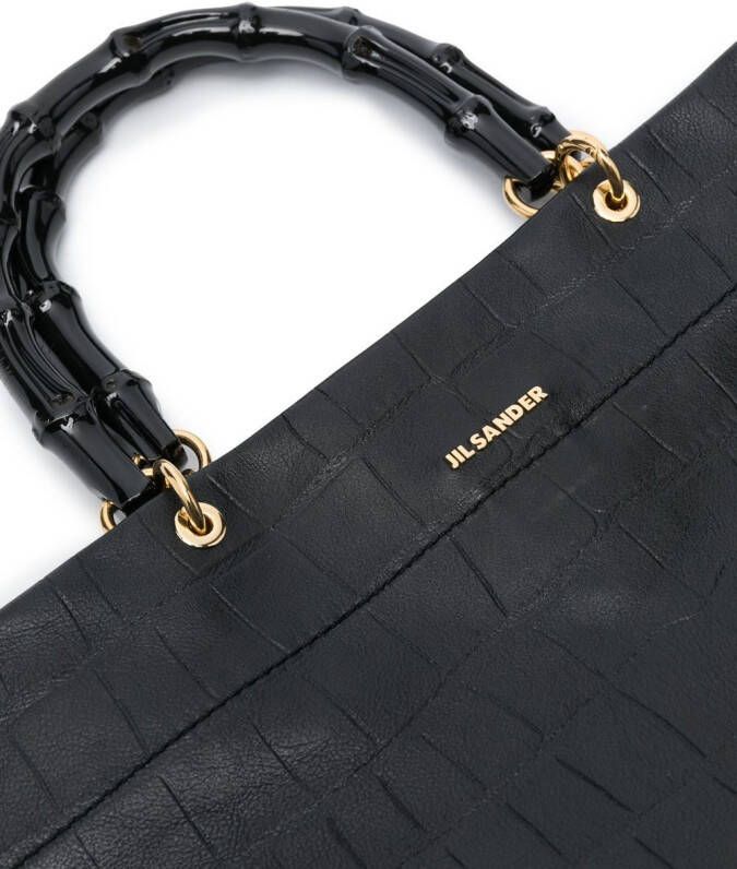 Jil Sander Shopper met krokodillenleer-effect Zwart