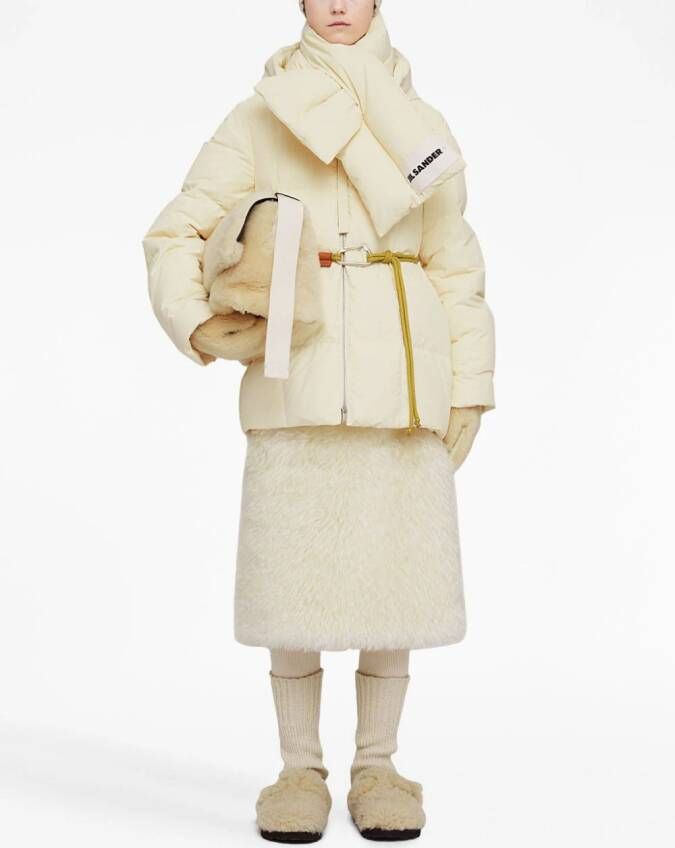 Jil Sander Donsjack met capuchon Wit
