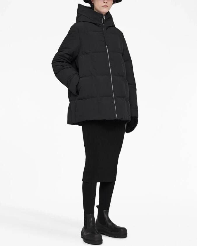 Jil Sander Donsjack met capuchon Zwart