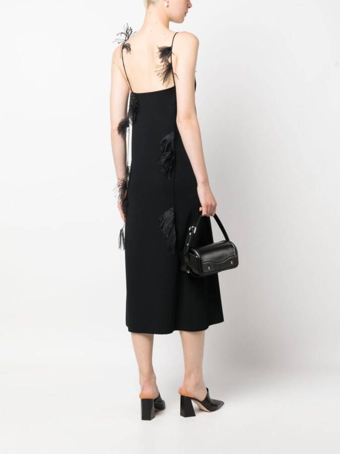 Jil Sander Onderjurk met veren afwerking Zwart
