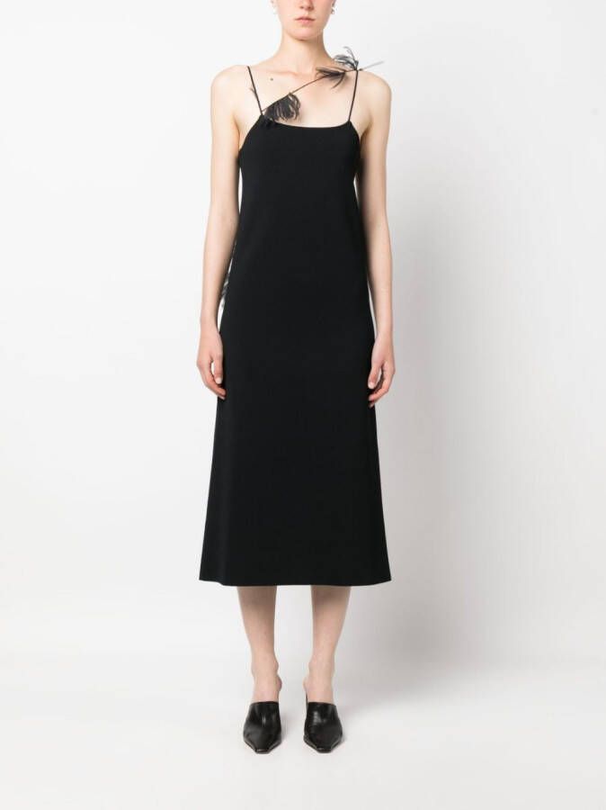 Jil Sander Onderjurk met veren afwerking Zwart