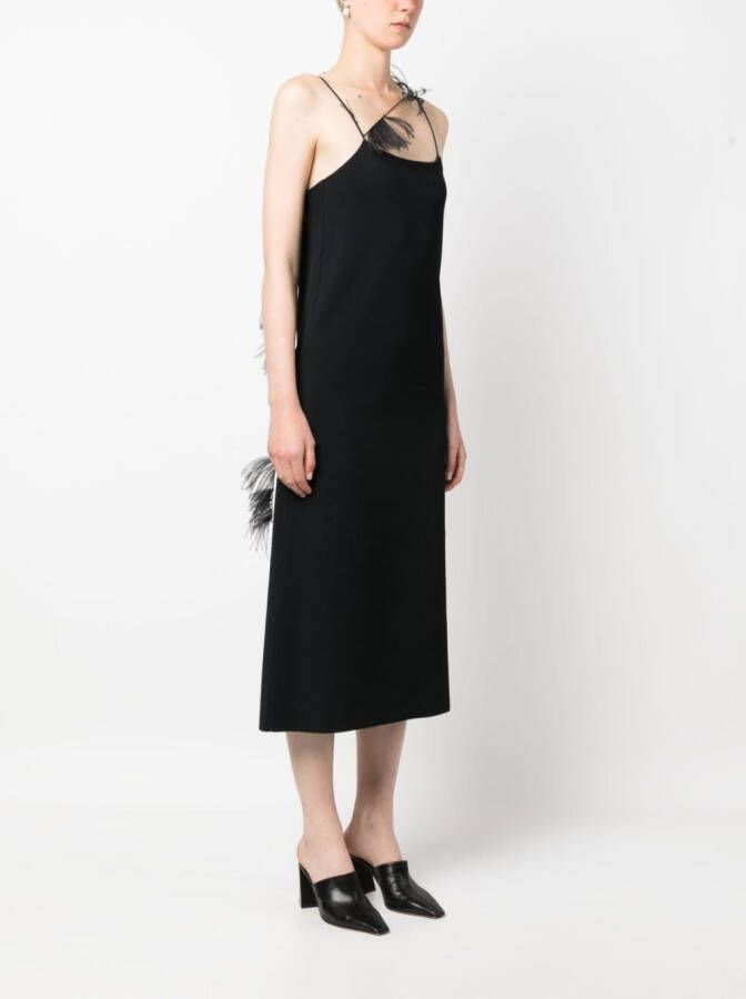 Jil Sander Onderjurk met veren afwerking Zwart