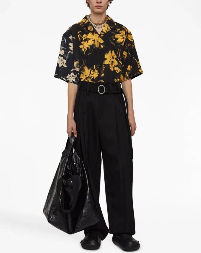 Jil Sander Overhemd met bloemenprint Zwart