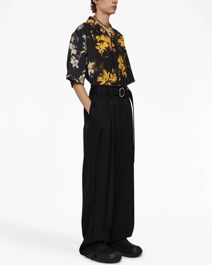 Jil Sander Overhemd met bloemenprint Zwart