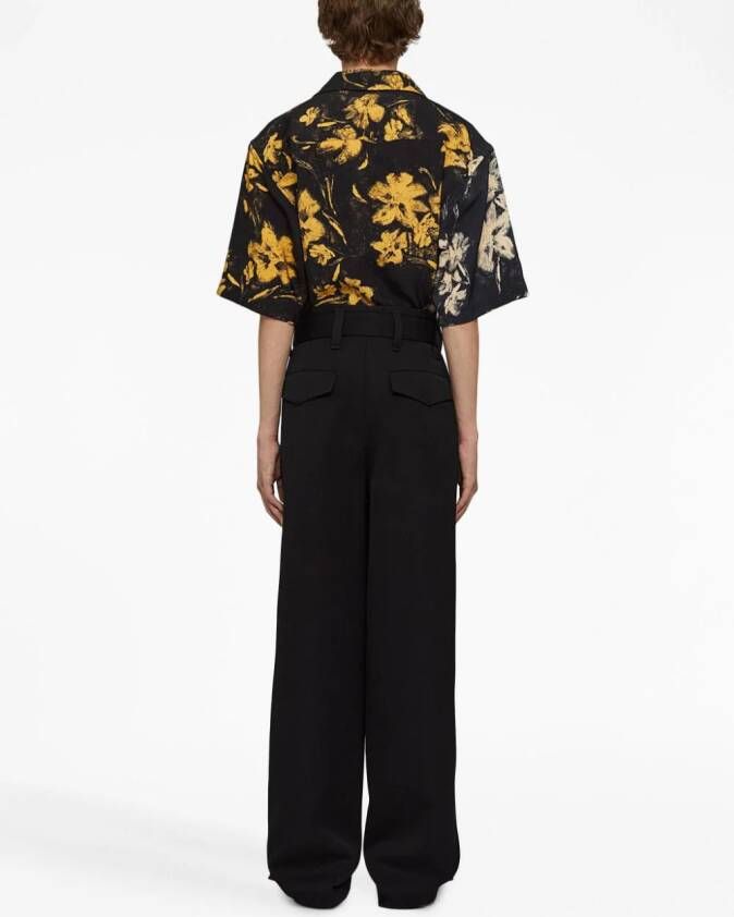 Jil Sander Overhemd met bloemenprint Zwart