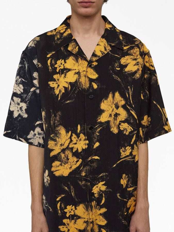 Jil Sander Overhemd met bloemenprint Zwart